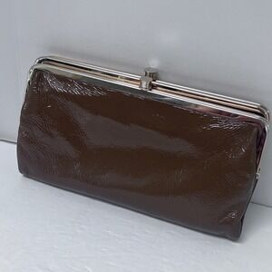 Hobo International Lauren Do Wallet Camel Patent Leather Houndstooth Lining READ
